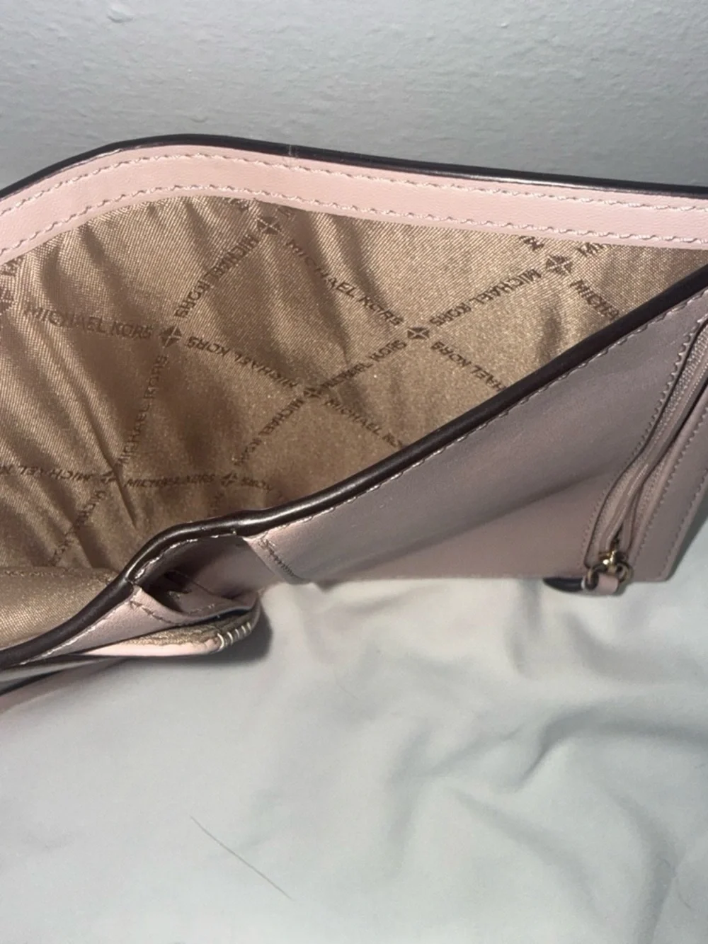 Michael Kors White and Rose Gold Stripe Passport Cover